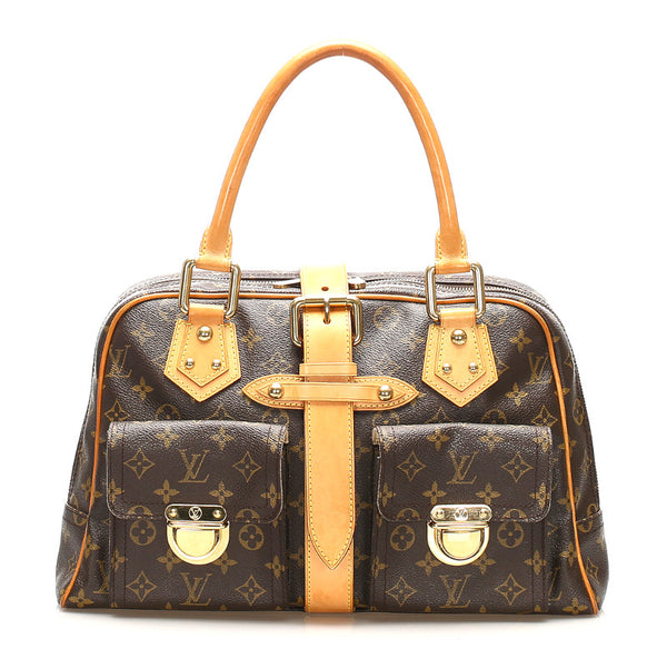ルイ ヴィトン モノグラム マンハッタンGM M40025 ブラウン PVC レザー ハンドバッグ レディース LOUIS VUITTON 中古