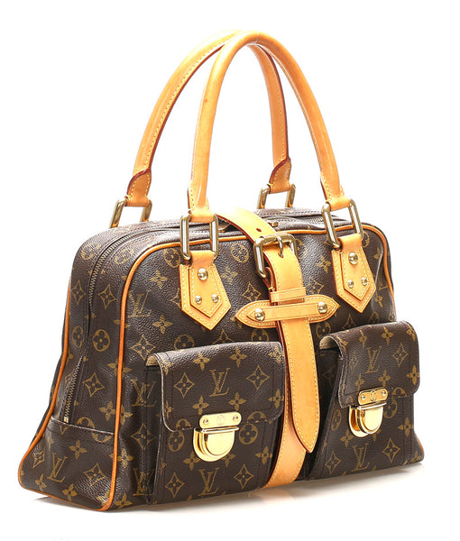 ルイ ヴィトン モノグラム マンハッタンGM M40025 ブラウン PVC レザー ハンドバッグ レディース LOUIS VUITTON 中古