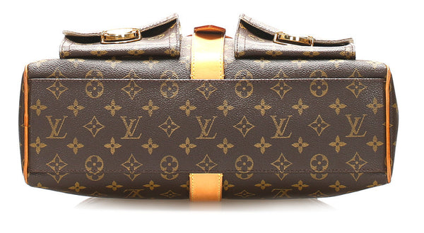 ルイ ヴィトン モノグラム マンハッタンGM M40025 ブラウン PVC レザー ハンドバッグ レディース LOUIS VUITTON 中古