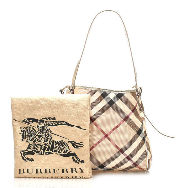 バーバリー ノバチェック ベージュ PVC トートバッグ レディース BURBERRY 中古