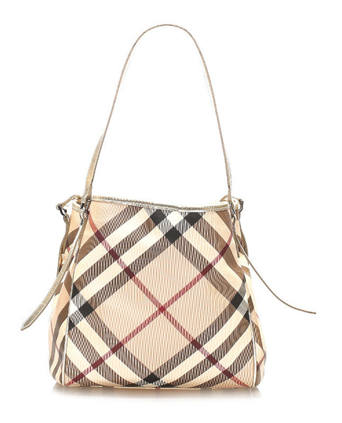 バーバリー ノバチェック ベージュ PVC トートバッグ レディース BURBERRY 中古