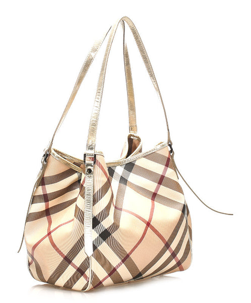 バーバリー ノバチェック ベージュ PVC トートバッグ レディース BURBERRY 中古