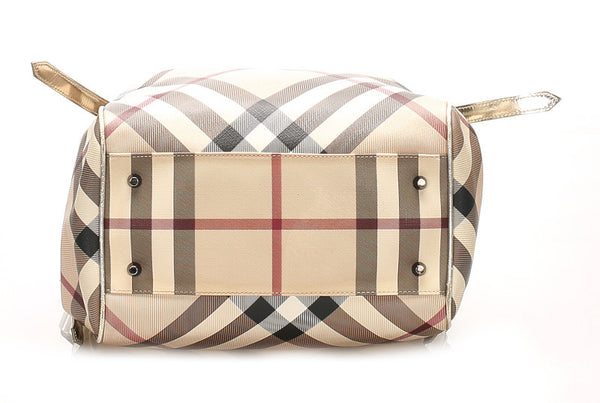 バーバリー ノバチェック ベージュ PVC トートバッグ レディース BURBERRY 中古