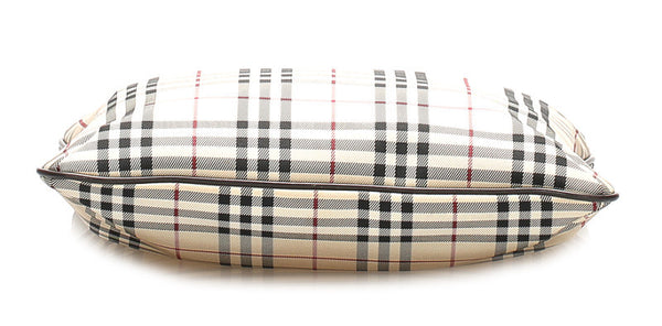 バーバリー ノバチェック ベージュ キャンバス レザー トートバッグ レディース BURBERRY 中古