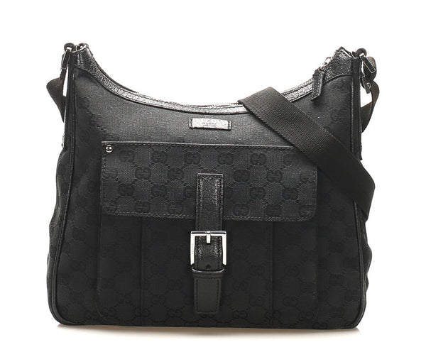 グッチ GGキャンバス 114272  ブラック 黒 キャンバス 肩掛け ショルダーバッグ レディース GUCCI 中古