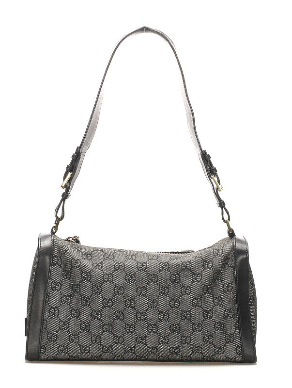 グッチ GGキャンバス 92706 ブラック 黒 キャンバス レザー ショルダーバッグ レディース GUCCI 中古