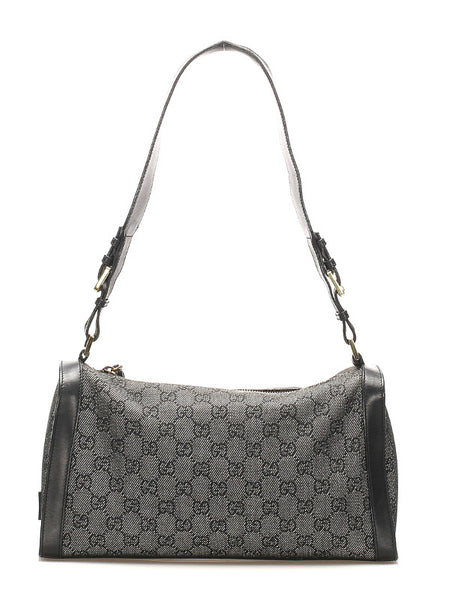 グッチ GGキャンバス 92706 ブラック 黒 キャンバス レザー ショルダーバッグ レディース GUCCI 中古