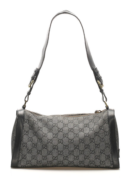 グッチ GGキャンバス 92706 ブラック 黒 キャンバス レザー ショルダーバッグ レディース GUCCI 中古