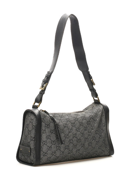 グッチ GGキャンバス 92706 ブラック 黒 キャンバス レザー ショルダーバッグ レディース GUCCI 中古