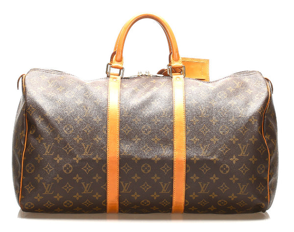 ルイ ヴィトン モノグラム キーポル50 M41426 ブラウン 茶 PVC レザー ボストンバッグ ユニセックス LOUIS VUITTON 中古