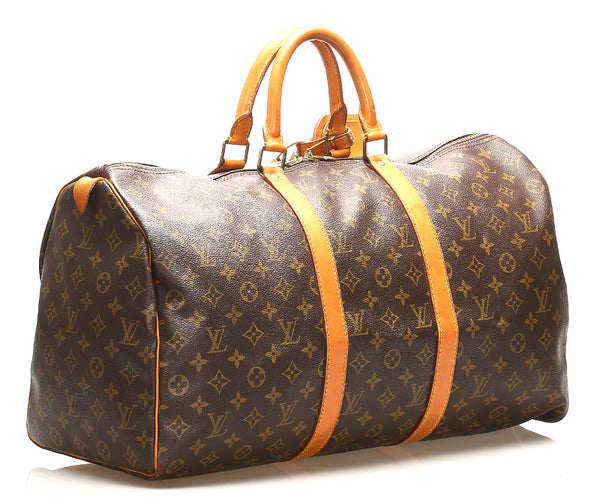 ルイ ヴィトン モノグラム キーポル50 M41426 ブラウン 茶 PVC レザー ボストンバッグ ユニセックス LOUIS VUITTON 中古