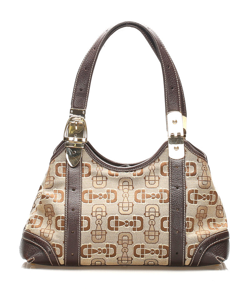 グッチ 145761 ブラウン キャンバス レザー トートバッグ レディース GUCCI 中古