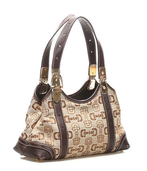 グッチ 145761 ブラウン キャンバス レザー トートバッグ レディース GUCCI 中古