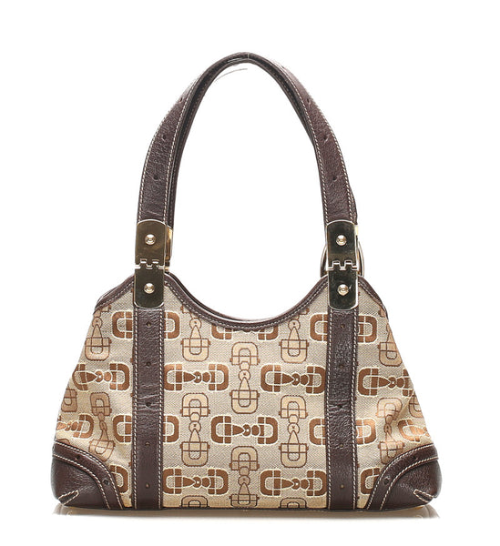 グッチ 145761 ブラウン キャンバス レザー トートバッグ レディース GUCCI 中古