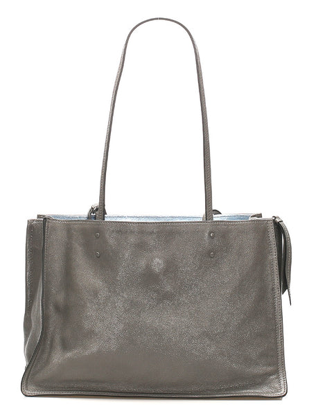 プラダ エティケット 1BG122 グレー レザー トートバッグ レディース PRADA 中古