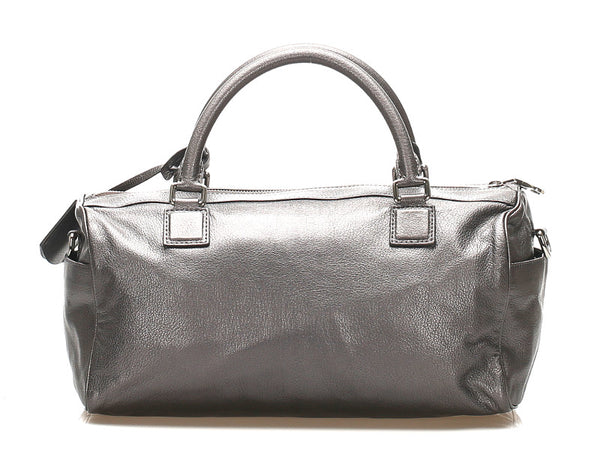 ロエベ アナグラム グレー レザー ハンドバッグ ショルダーバッグ 2WAY レディース LOEWE 中古