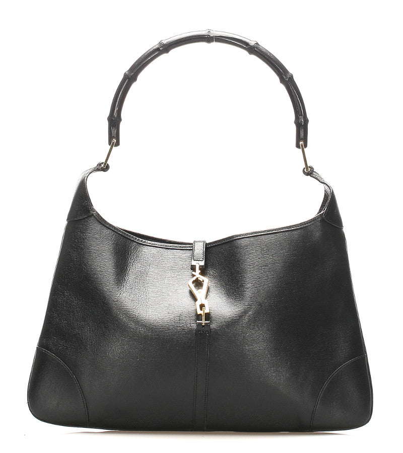 グッチ バンブー 001・4061 ブラック 黒 レザー ショルダーバッグ レディース GUCCI 中古