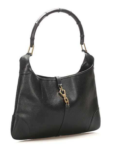 グッチ バンブー 001・4061 ブラック 黒 レザー ショルダーバッグ レディース GUCCI 中古