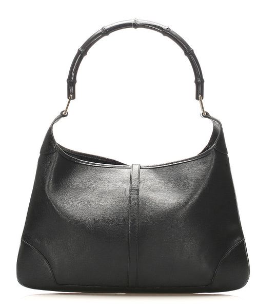 グッチ バンブー 001・4061 ブラック 黒 レザー ショルダーバッグ レディース GUCCI 中古