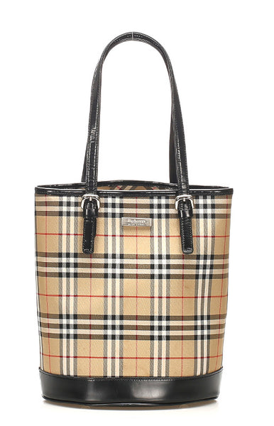 バーバリー ノバチェック ベージュ キャンバス ハンドバッグ  BURBERRY 中古