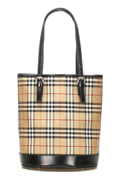 バーバリー ノバチェック ベージュ キャンバス ハンドバッグ  BURBERRY 中古