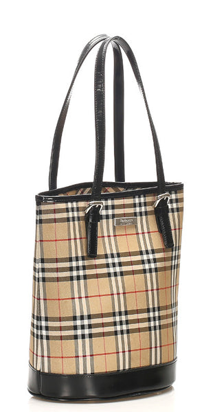 バーバリー ノバチェック ベージュ キャンバス ハンドバッグ  BURBERRY 中古
