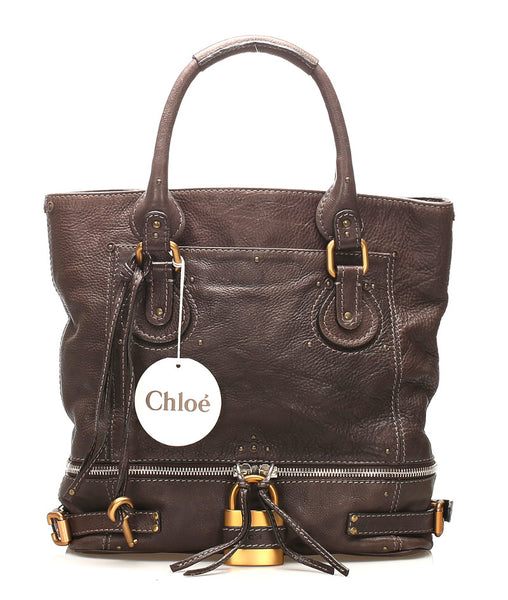 クロエ パディントン ブラウン 茶 レザー トートバッグ レディース Chloe 中古