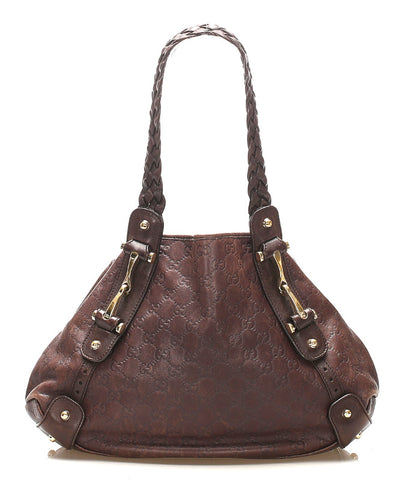 グッチ グッチシマ 162900 ブラウン 茶 レザー ショルダーバッグ レディース GUCCI 中古