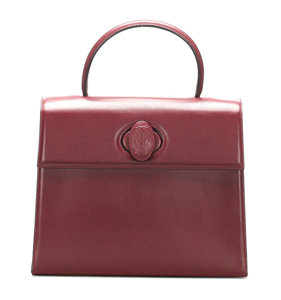 カルティエ マスト ワインレッド レザー ハンドバッグ レディース CARTIER 中古