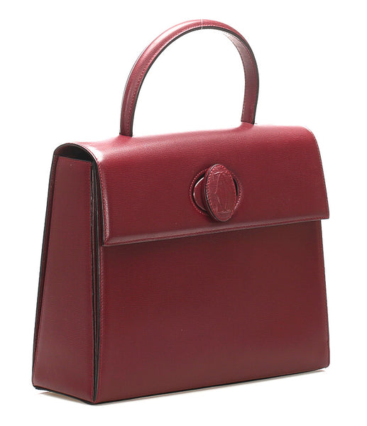 カルティエ マスト ワインレッド レザー ハンドバッグ レディース CARTIER 中古