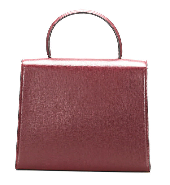 カルティエ マスト ワインレッド レザー ハンドバッグ レディース CARTIER 中古