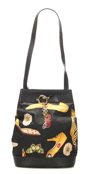 サルヴァトーレフェラガモ AU-21 5711 ブラック イエロー ナイロン レザー 肩掛け ショルダーバッグ レディース Salvatore Ferragamo 中古