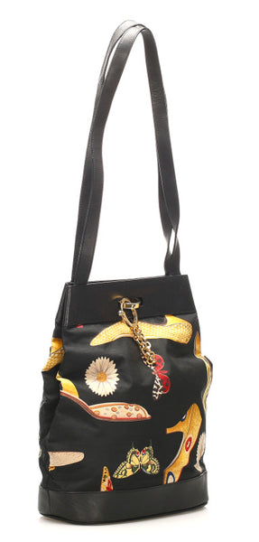 サルヴァトーレフェラガモ AU-21 5711 ブラック イエロー ナイロン レザー 肩掛け ショルダーバッグ レディース Salvatore Ferragamo 中古