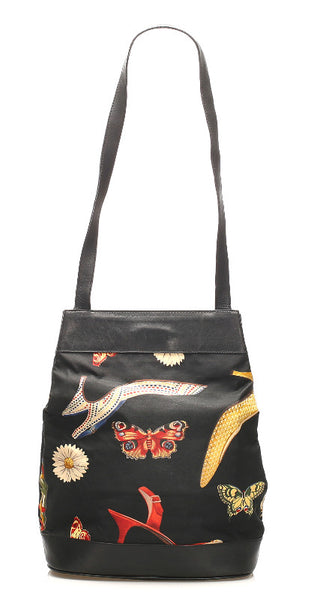 サルヴァトーレフェラガモ AU-21 5711 ブラック イエロー ナイロン レザー 肩掛け ショルダーバッグ レディース Salvatore Ferragamo 中古