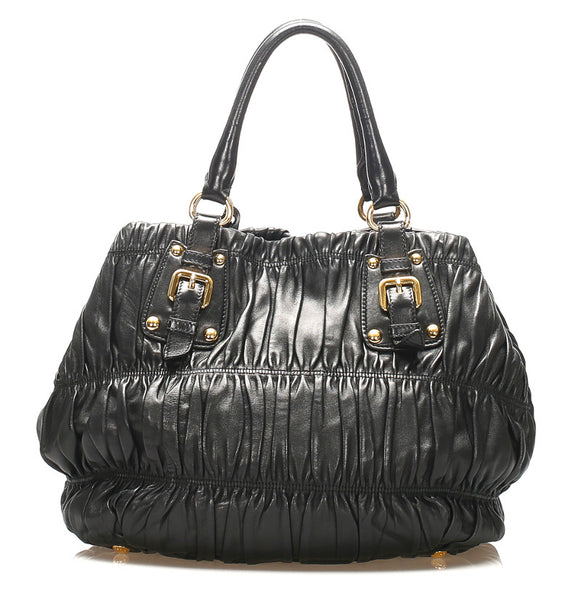 プラダ ナッパ ブラック 黒 レザー ハンドバッグ レディース PRADA 中古