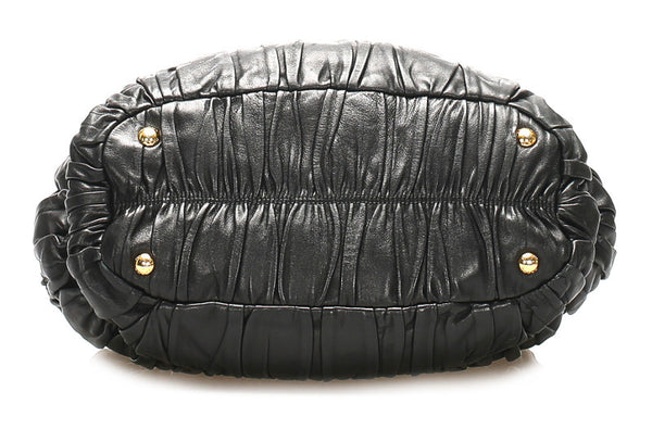 プラダ ナッパ ブラック 黒 レザー ハンドバッグ レディース PRADA 中古