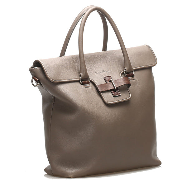 サルヴァトーレフェラガモ FJ-24 9529 グレー レザー ハンドバッグ ユニセックス Salvatore Ferragamo 中古