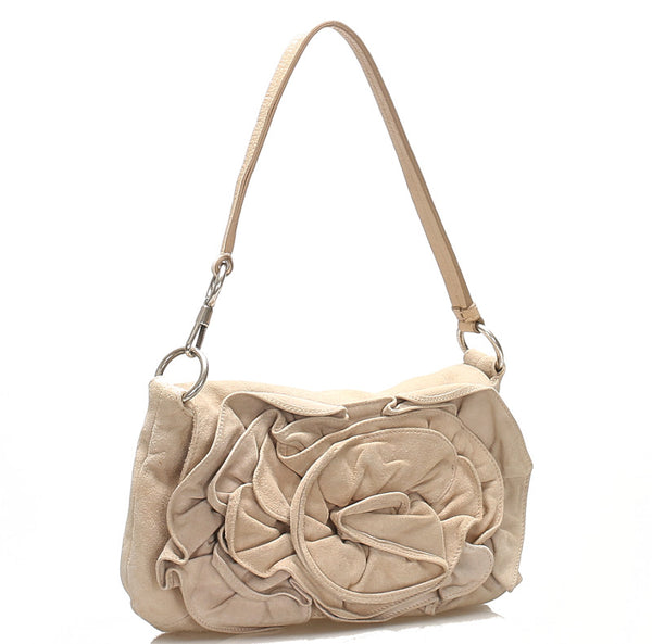 イヴ サンローラン ベージュ スウェード ショルダーバッグ レディース YVES SAINT LAURENT 中古