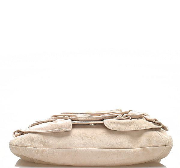 イヴ サンローラン ベージュ スウェード ショルダーバッグ レディース YVES SAINT LAURENT 中古