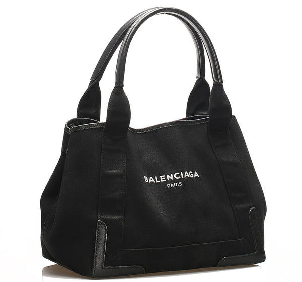 バレンシアガ 339933 ブラック キャンバス レザー ハンドバッグ レディース BALENCIAGA 中古