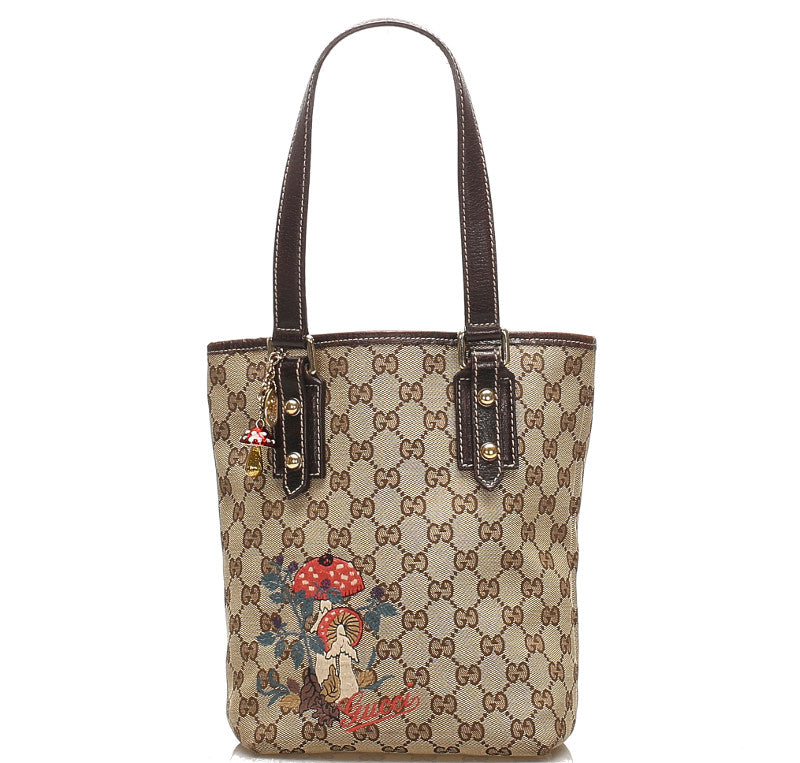 グッチ GGキャンバス 163260 ブラウン キャンバス レザー ハンドバッグ レディース GUCCI 中古