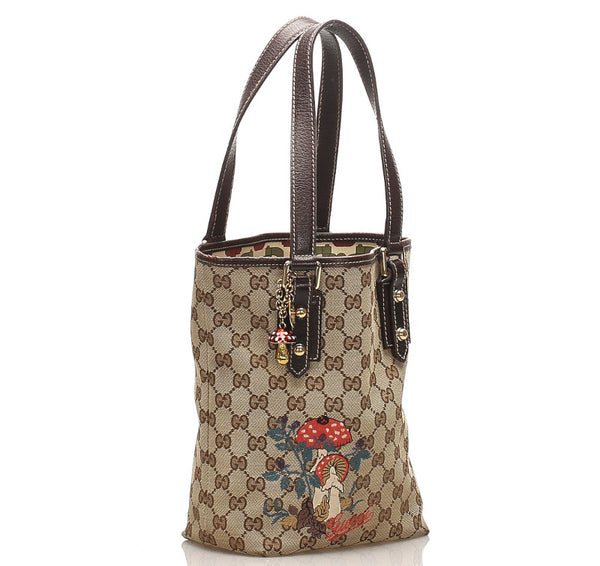 グッチ GGキャンバス 163260 ブラウン キャンバス レザー ハンドバッグ レディース GUCCI 中古