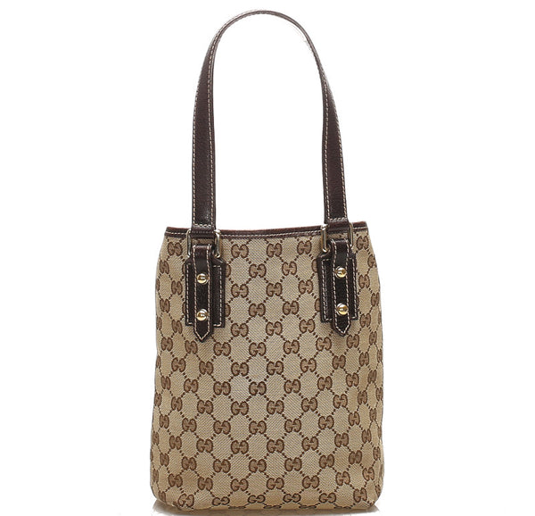 グッチ GGキャンバス 163260 ブラウン キャンバス レザー ハンドバッグ レディース GUCCI 中古