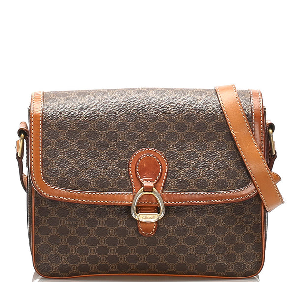 セリーヌ ブラウン PVC レザー ショルダーバッグ レディース CELINE 中古