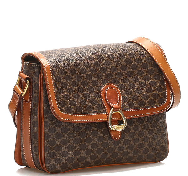 セリーヌ ブラウン PVC レザー ショルダーバッグ レディース CELINE 中古