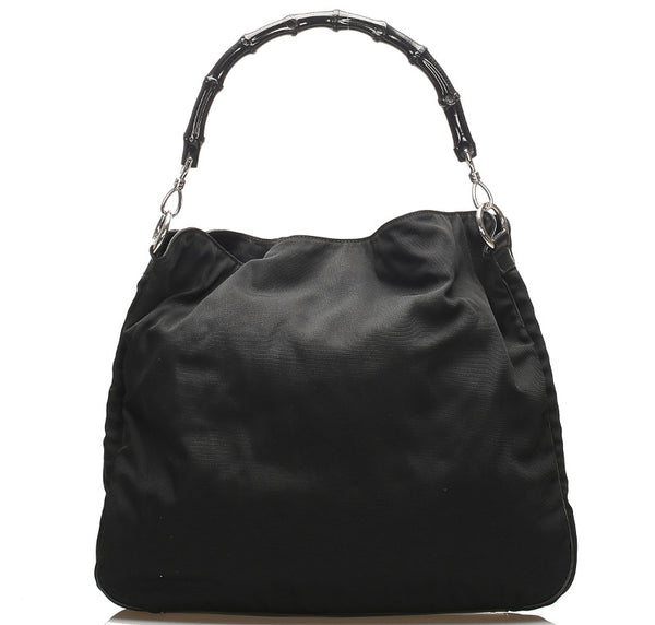グッチ バンブー 001-1577 ブラック ナイロン レザー ハンドバッグ ショルダーバッグ 2WAY レディース GUCCI 中古