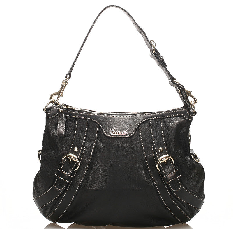 グッチ 223937  ブラック レザー ショルダーバッグ レディース GUCCI 中古