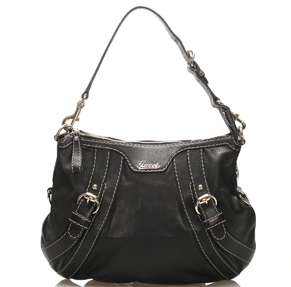 グッチ 223937  ブラック レザー ショルダーバッグ レディース GUCCI 中古