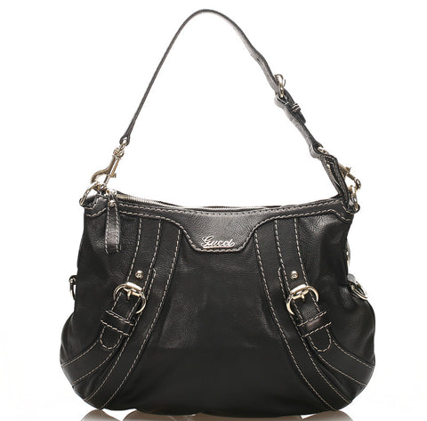 グッチ 223937  ブラック レザー ショルダーバッグ レディース GUCCI 中古