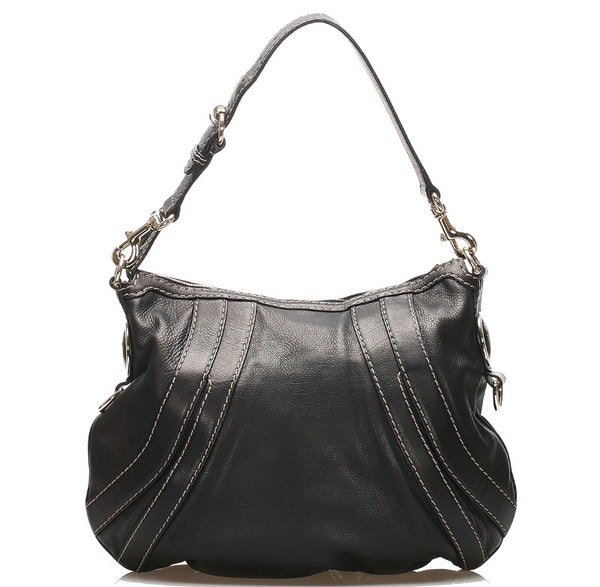 グッチ 223937  ブラック レザー ショルダーバッグ レディース GUCCI 中古